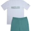 Priceless Letter Shorts Set White x Tiffany Green