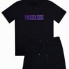 Priceless Letter Shorts Set Black x Purple